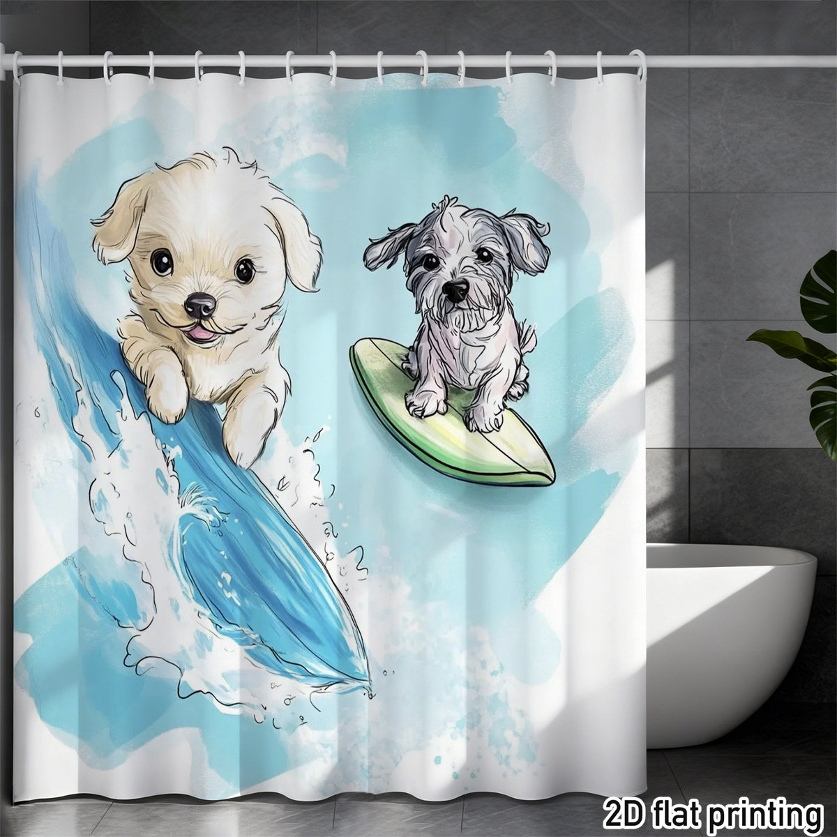 Adorable Dog Shower Curtain Cu - Adorable Home Bathroom Ideas 评论和价格
