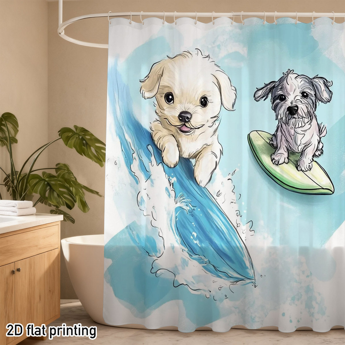 Adorable Dog Shower Curtain Cu - Adorable Home Bathroom Ideas 评论和价格