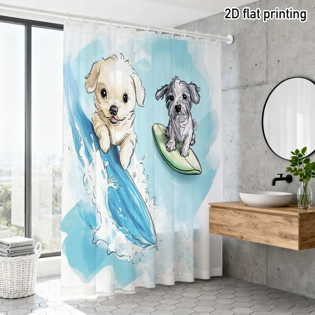 Adorable Dog Shower Curtain Cu - Adorable Home Bathroom Ideas 评论和价格