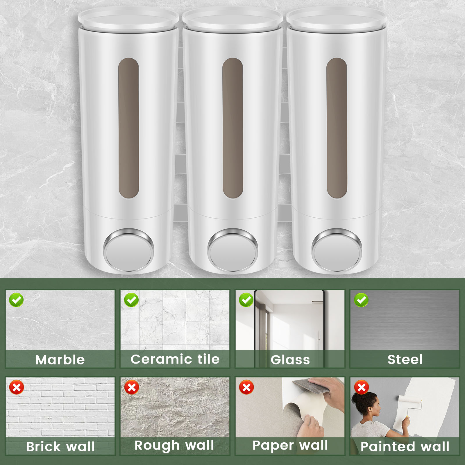 1.5L 3 Heads Manual Soap Dispe - Home Bathroom Wall Soap Dispenser 评论和价格
