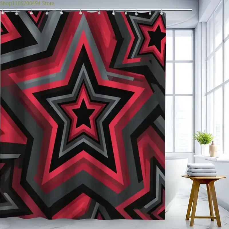 Bold Red Star Pattern Shower C - Home Bathroom Design Ideas 评论和价格