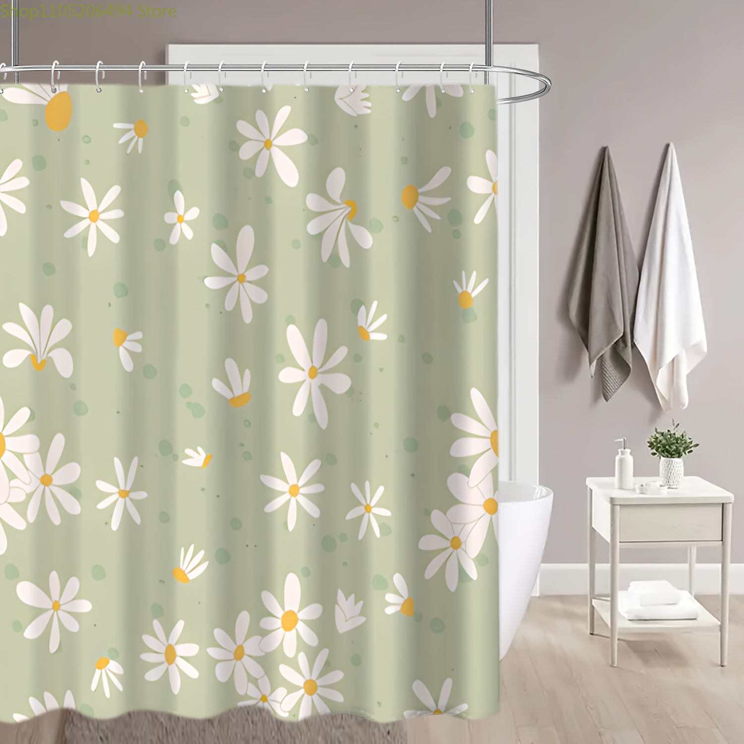 Cute Daisy Flower Shower Curta - Home Bathroom Design Ideas 评论和价格