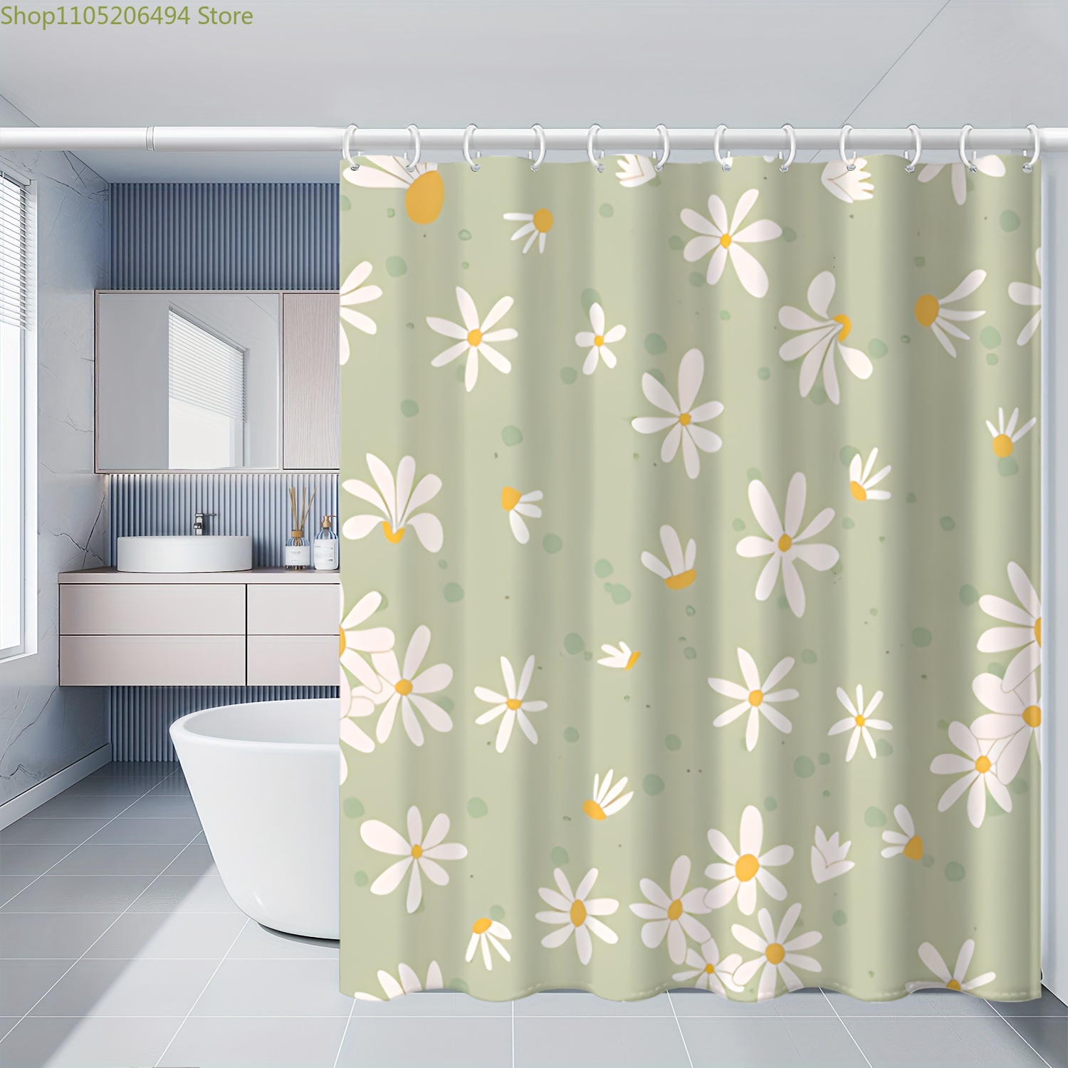 Cute Daisy Flower Shower Curta - Home Bathroom Design Ideas 评论和价格