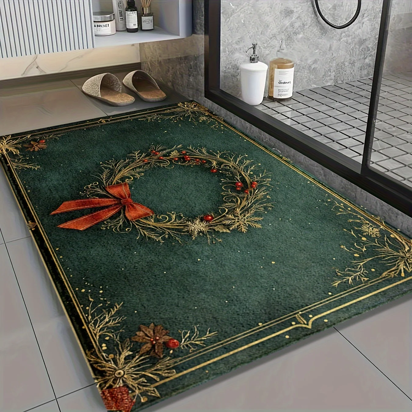 Christmas Wreath Printed Flann - Home Bathroom Design Ideas 评论和价格