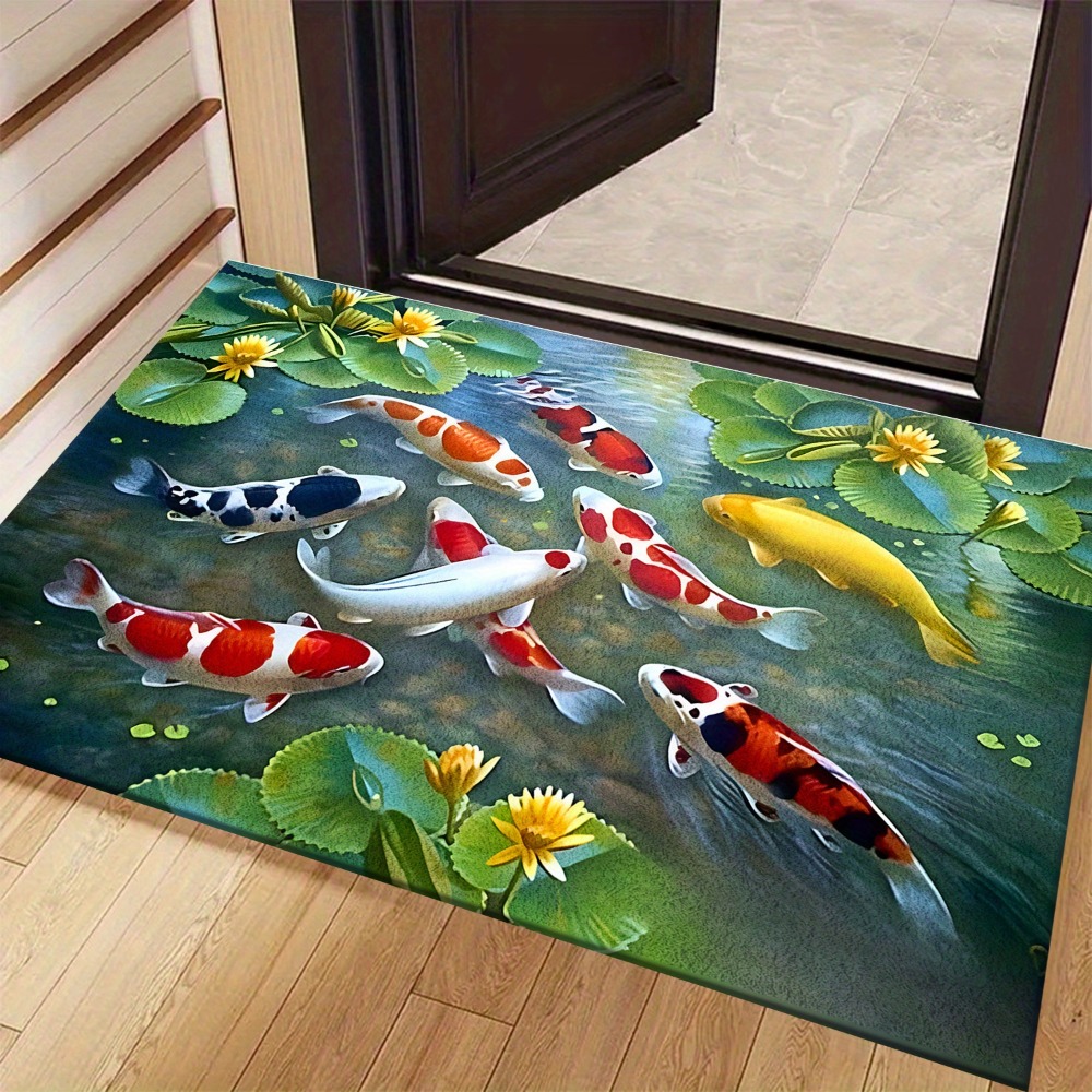 Vibrant Koi Pond Fish Rug Mat  - Home Bathroom Design Ideas 评论和价格