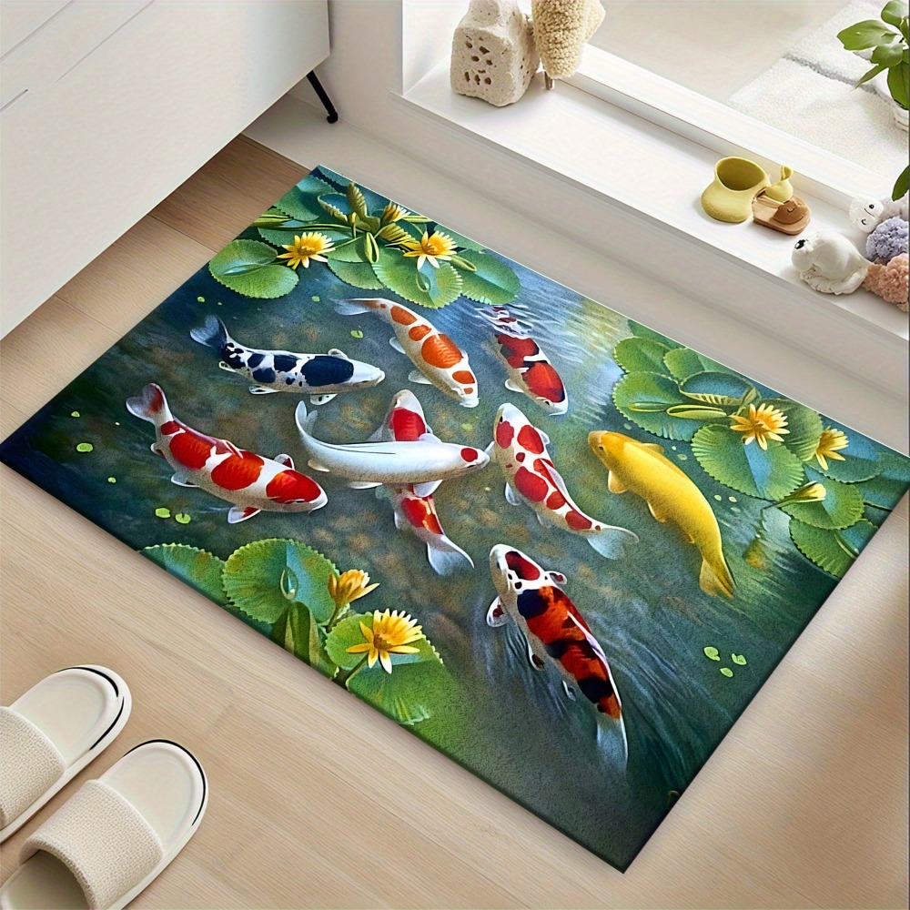 Vibrant Koi Pond Fish Rug Mat  - Home Bathroom Design Ideas 评论和价格