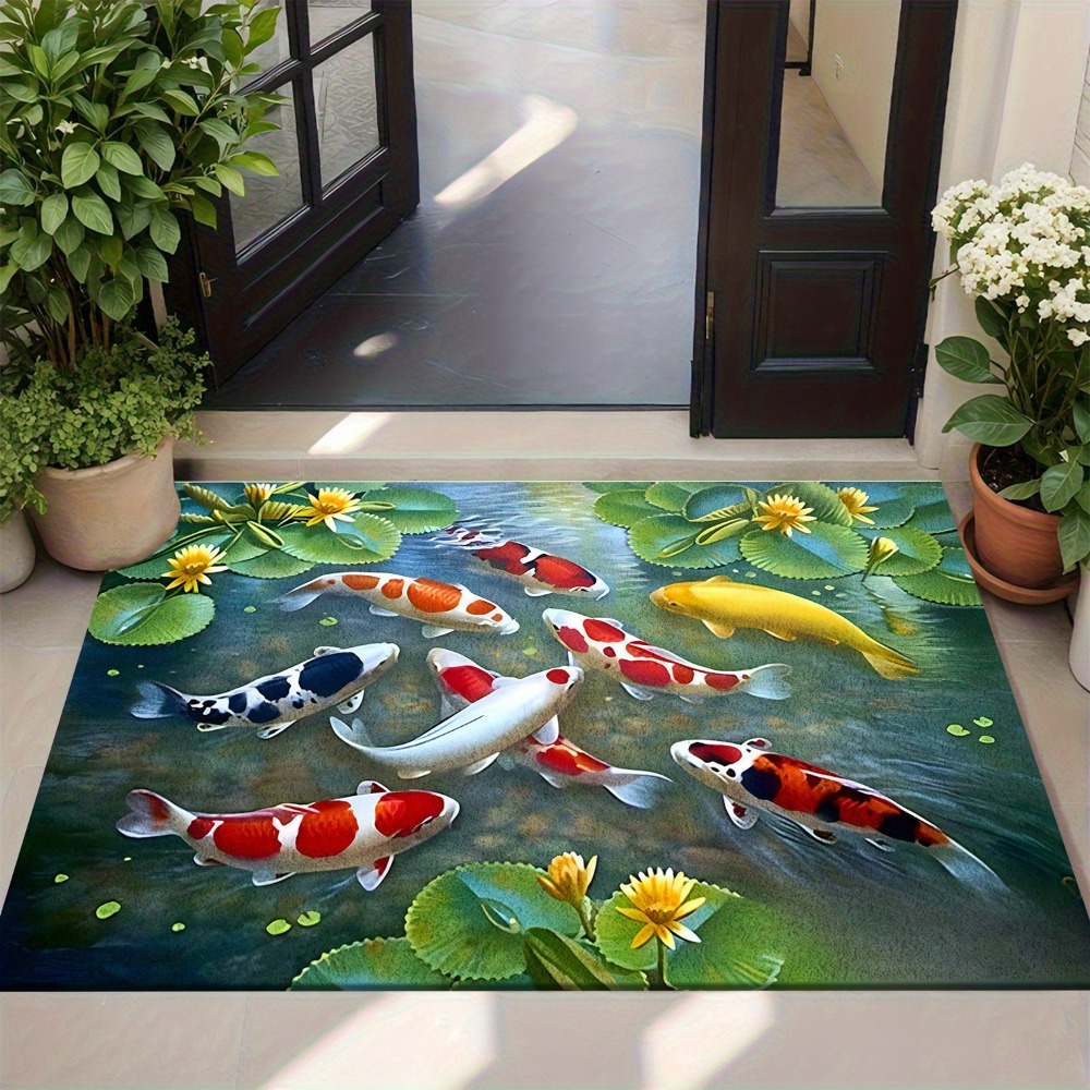 Vibrant Koi Pond Fish Rug Mat  - Home Bathroom Design Ideas 评论和价格