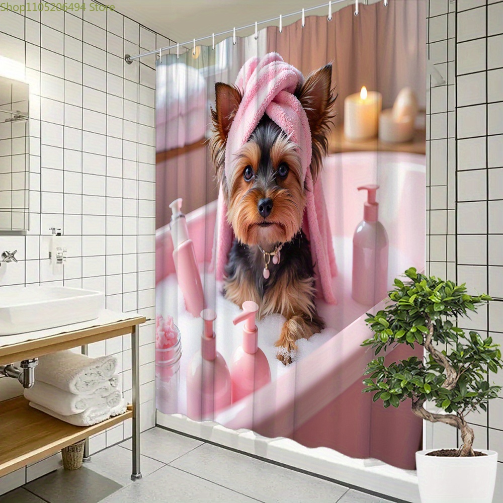 Cute Yorkie Dog in Bathtub Sho - Adorable Home Bathroom Ideas 评论和价格