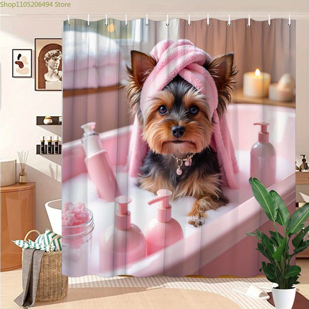 Cute Yorkie Dog in Bathtub Sho - Adorable Home Bathroom Ideas 评论和价格