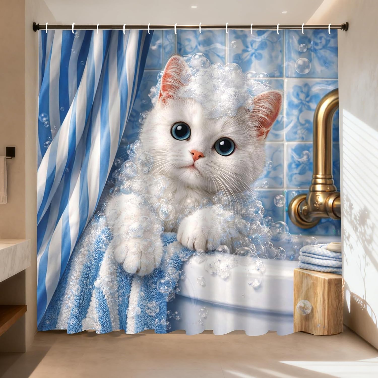 Adorable Kitten Bubble Shower  - Adorable Home Bathroom Ideas 评论和价格