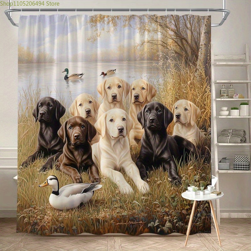 Labrador Dog Family Shower Cur - Home Bathroom Design Ideas 评论和价格