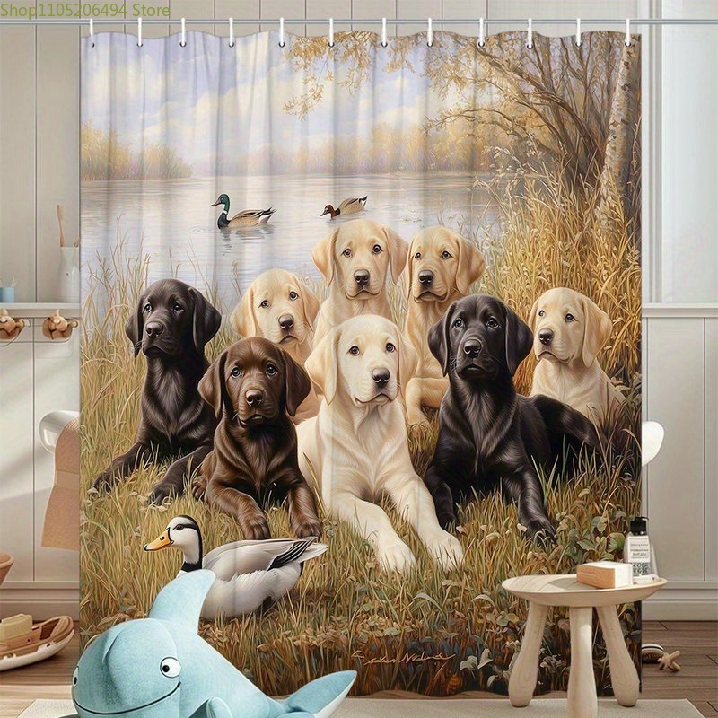 Labrador Dog Family Shower Cur - Home Bathroom Design Ideas 评论和价格