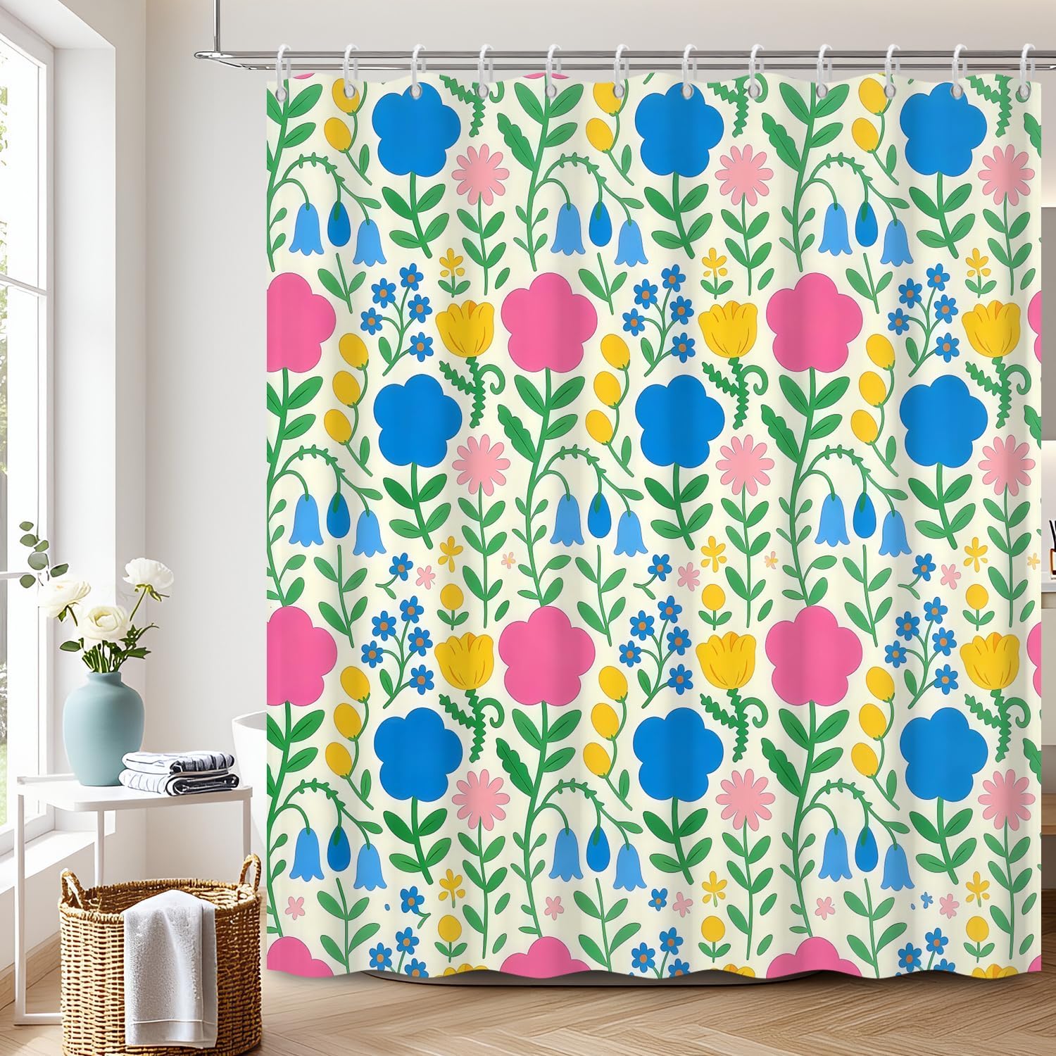 Bohemian Floral Print Shower C - Home Goods Bathroom Decor 评论和价格