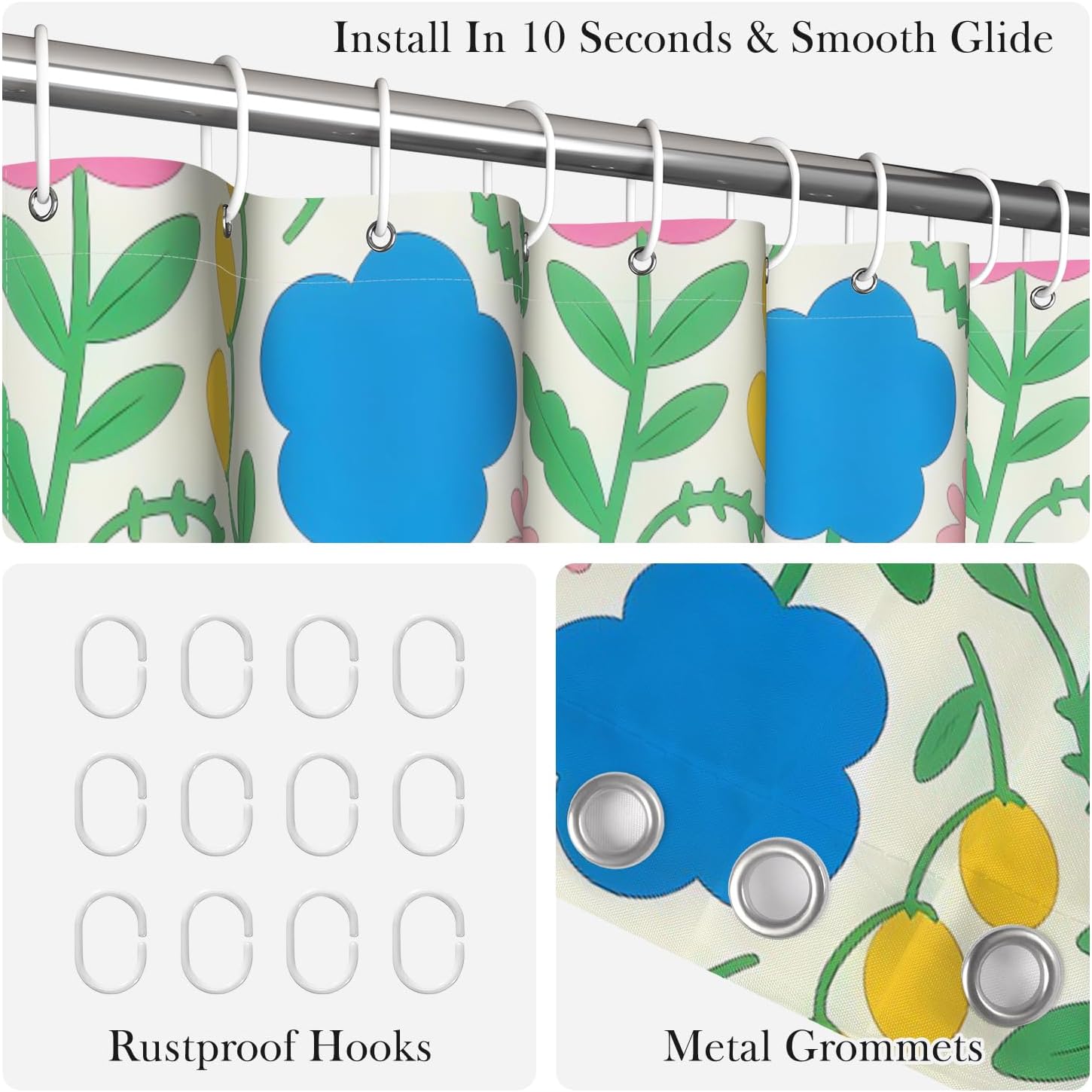 Bohemian Floral Print Shower C - Home Goods Bathroom Decor 评论和价格
