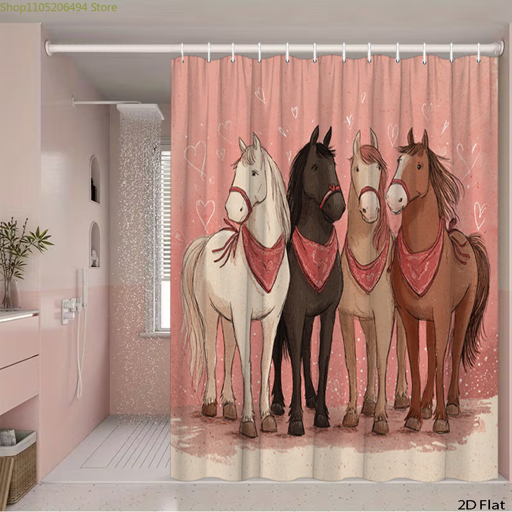 Cute Horses Shower Curtain, Ca - Home Bathroom Design Ideas 评论和价格